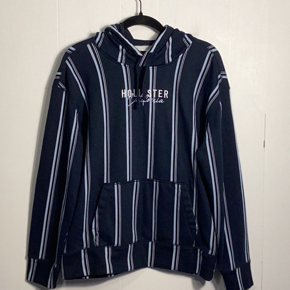 Hollister California Navy Striped Men’s Hoodie T31*